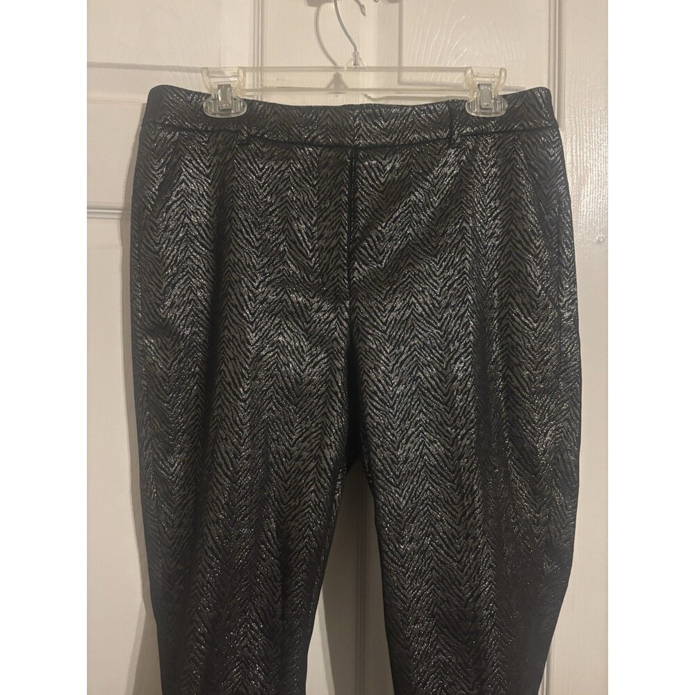 White House Black Market Black And Silver Pants Slim Fit Size 10 - Picture 3 of 5